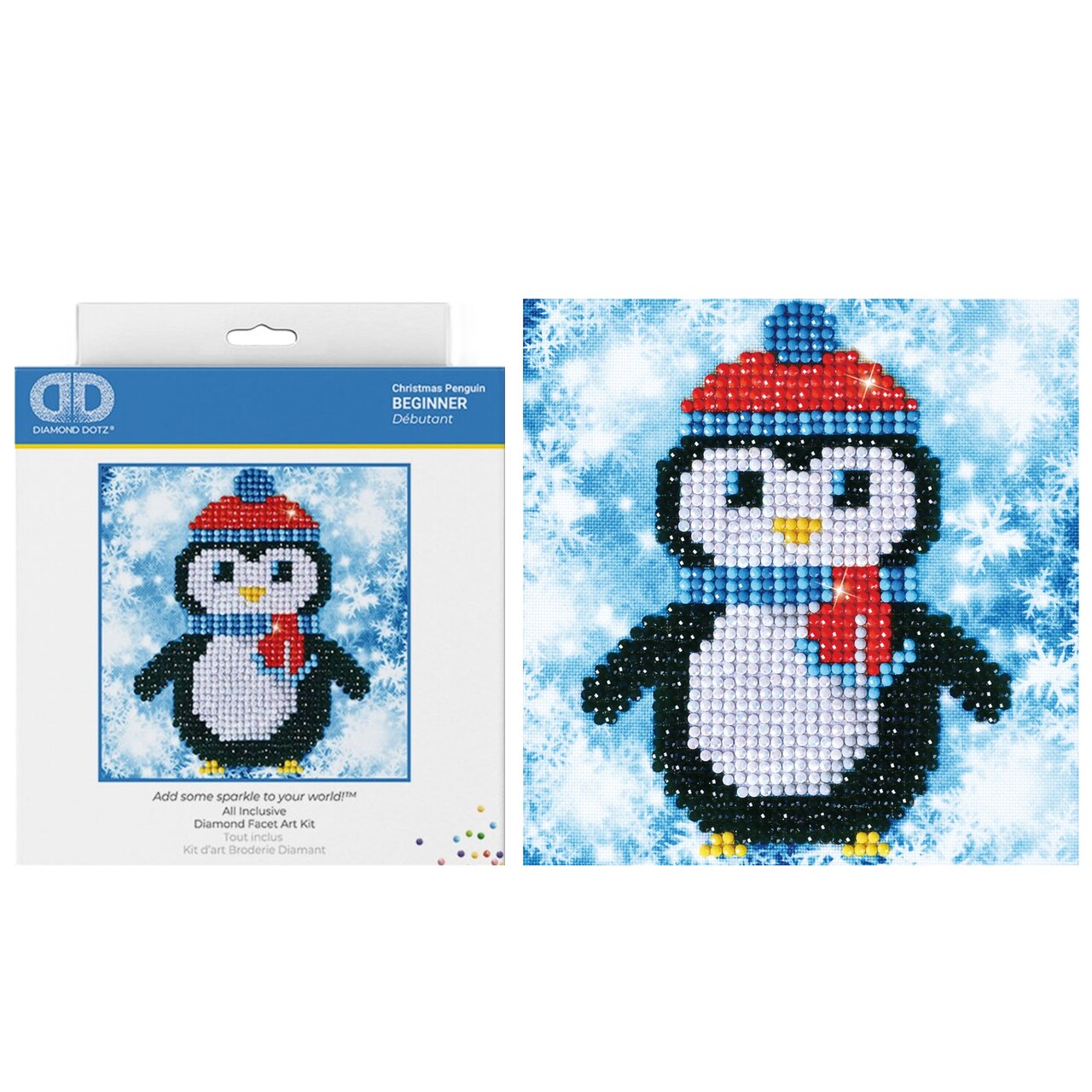 Diamond Dotz Christmas Penguin Winter Diamond Painting Kits for Adults - Diamond Art Kits a Relaxing Creative Craft Kit with Dotz Gems 5.3x5.3